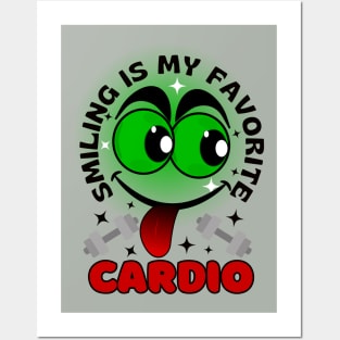 Smiling Is My Favorite Cardio Excited Funny Face Cartoon Emoji Posters and Art